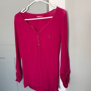Bershka Magenta Long Sleeve Tee